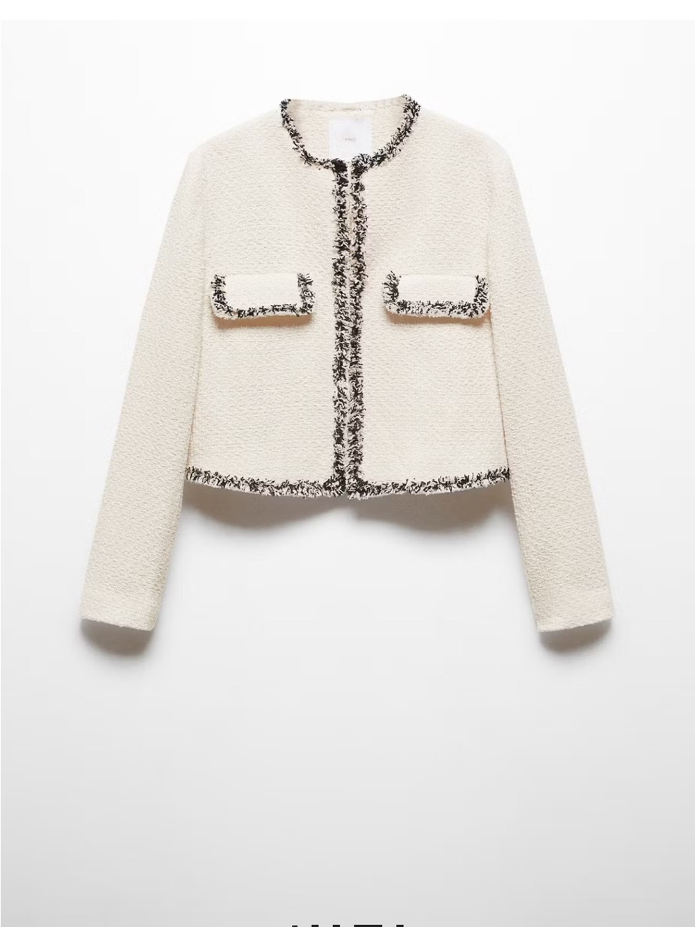 Mango Tweed Jacket with Contrast Trim